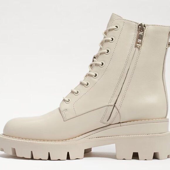 Sam Edelman Lue Leather Combat Boots Ivory Sz 9M NIB - Picture 2 of 12